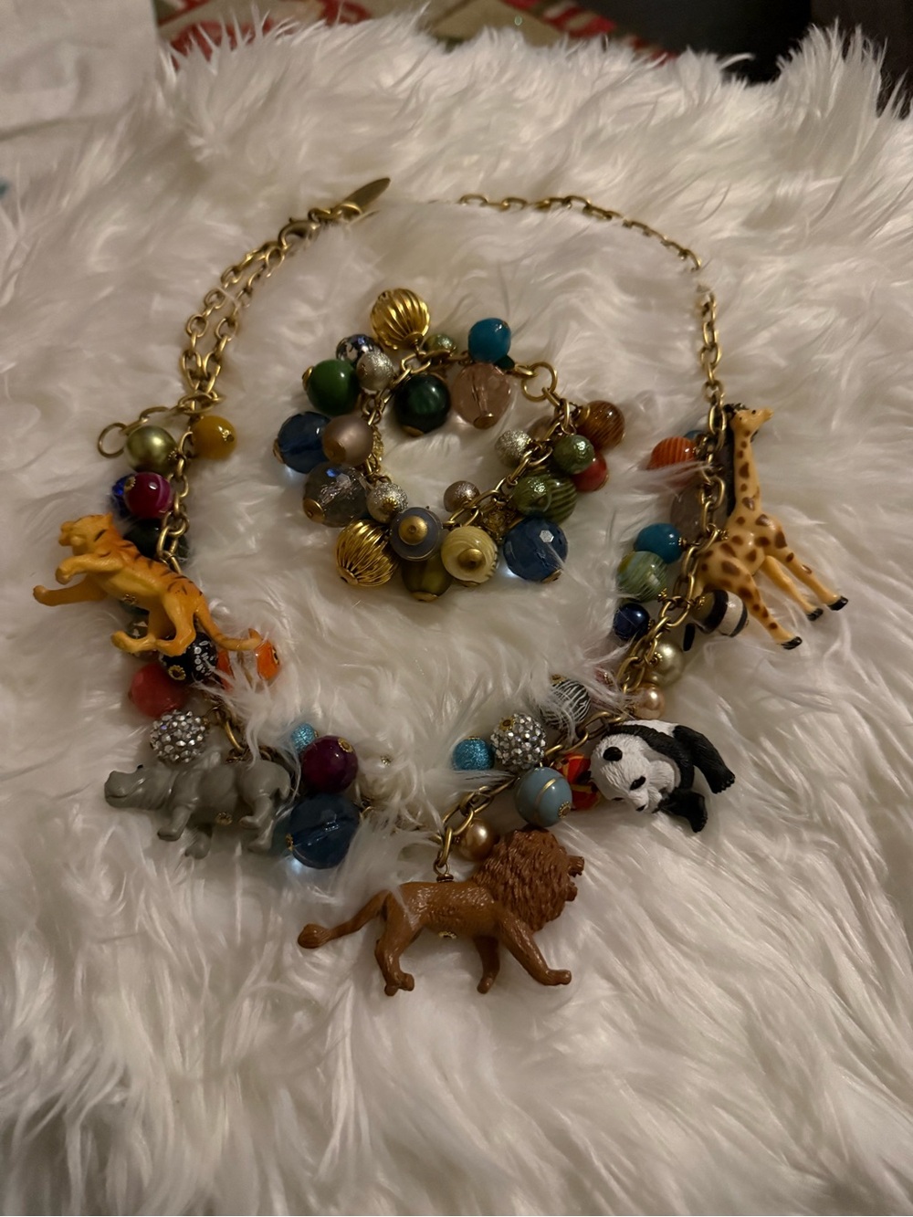 Colorful Animal Charm Statement Necklace - Gold Chain - Picture 2 of 5